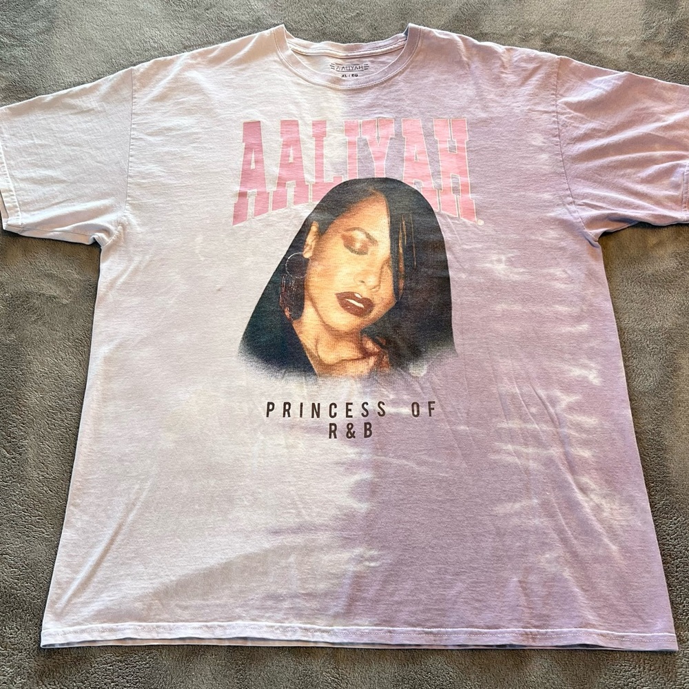 Aaliyah Princess of R&B Shirt Mens XL Tie Dye Acid Wash Pink Purple Short Sleeve